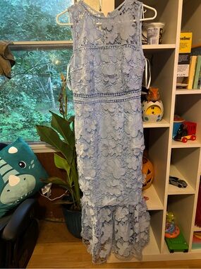 Just Me Light Blue Lace Detail Dress
